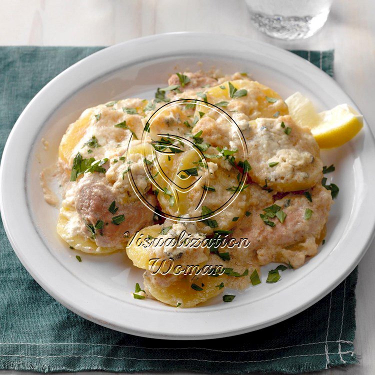 German Schnitzel and Potatoes with Gorgonzola Cream