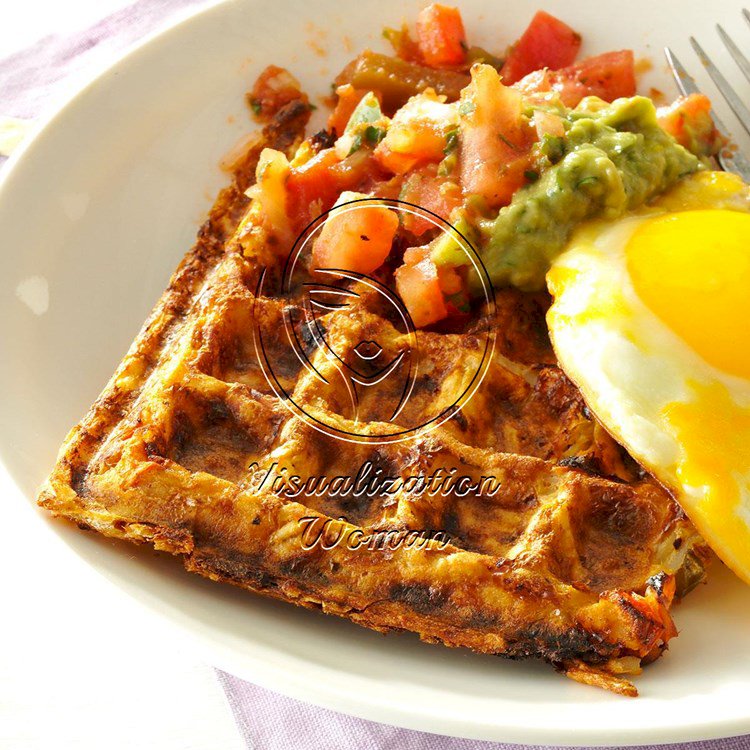 Spicy Hash Brown Waffles with Fried Eggs
