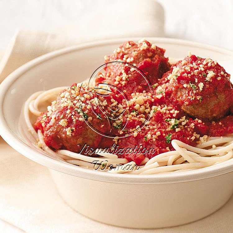 Spaghetti and Meatballs with Garlic Crumbs