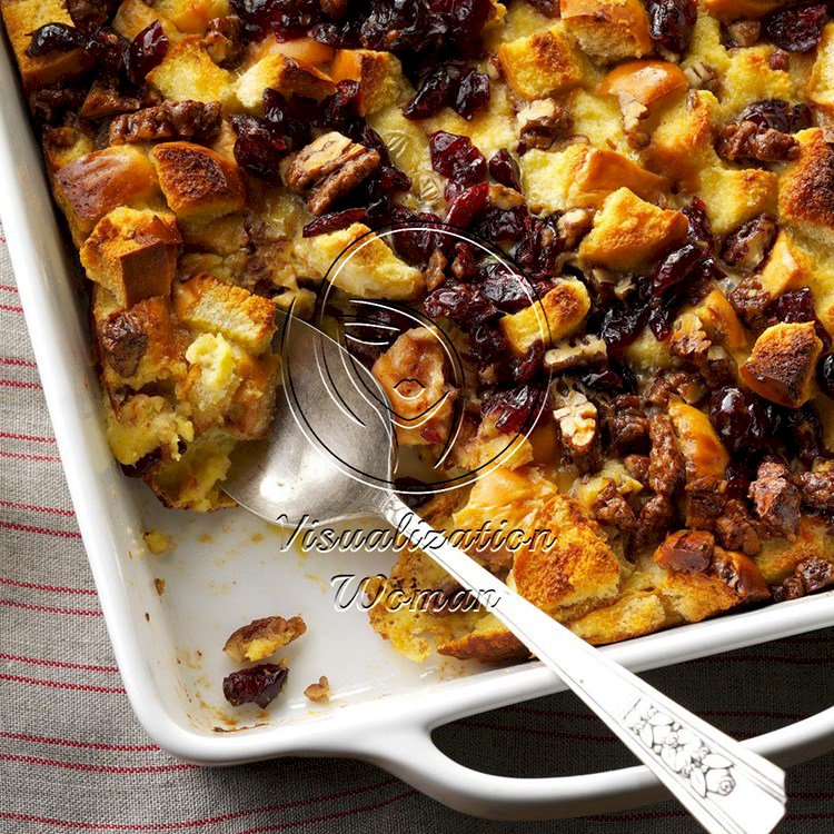 Eggnog Bread Pudding with Cranberries