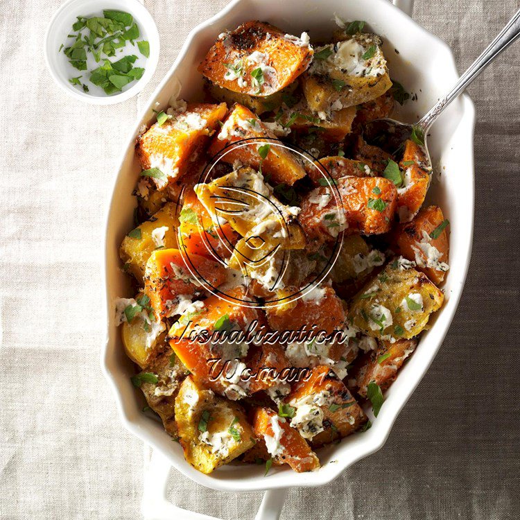 Roasted Herbed Squash with Goat Cheese
