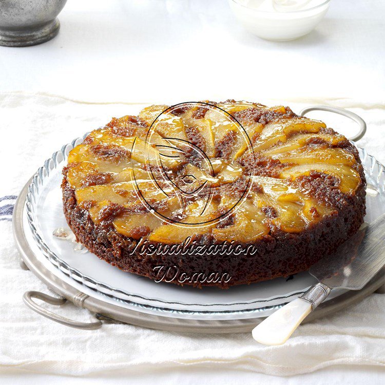 Upside-Down Pear Gingerbread Cake