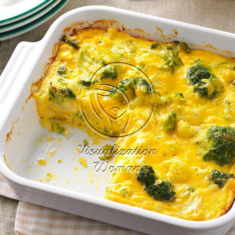 Cauliflower-Broccoli Cheese Bake