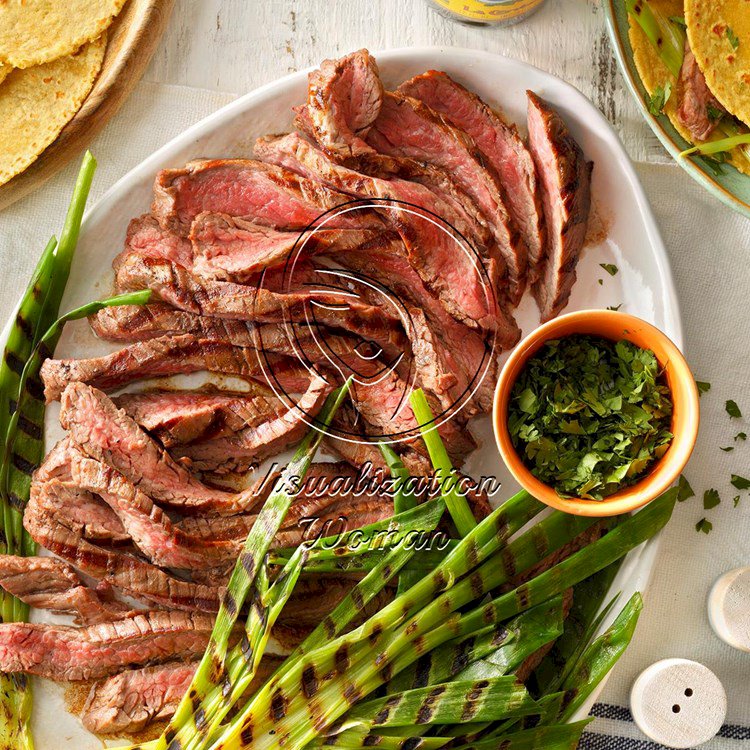 Grilled Onion & Skirt Steak Tacos