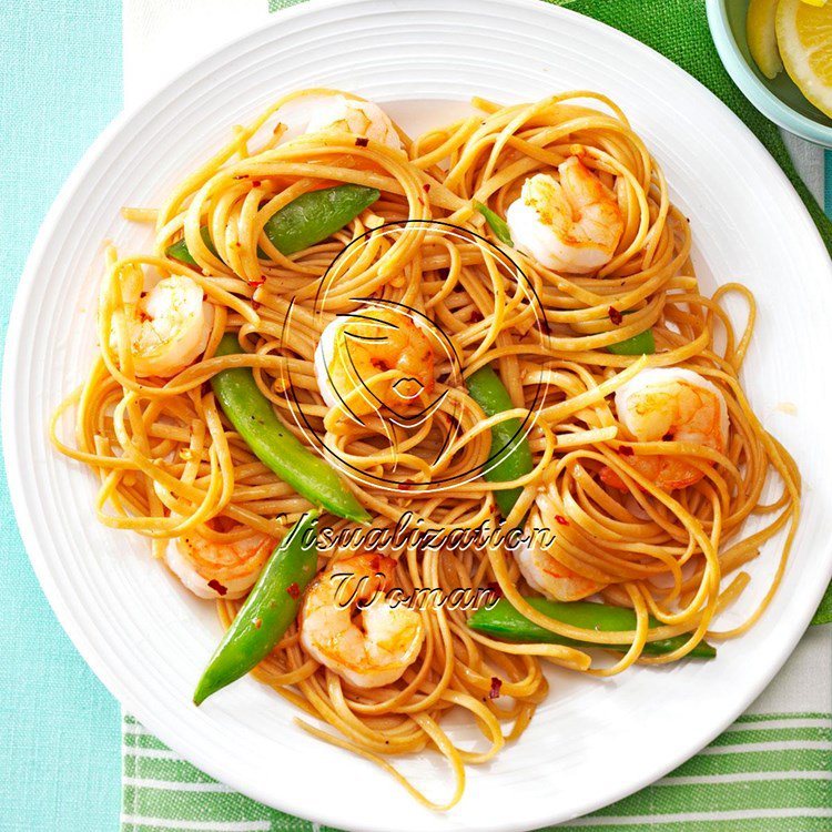Sesame Noodles with Shrimp & Snap Peas