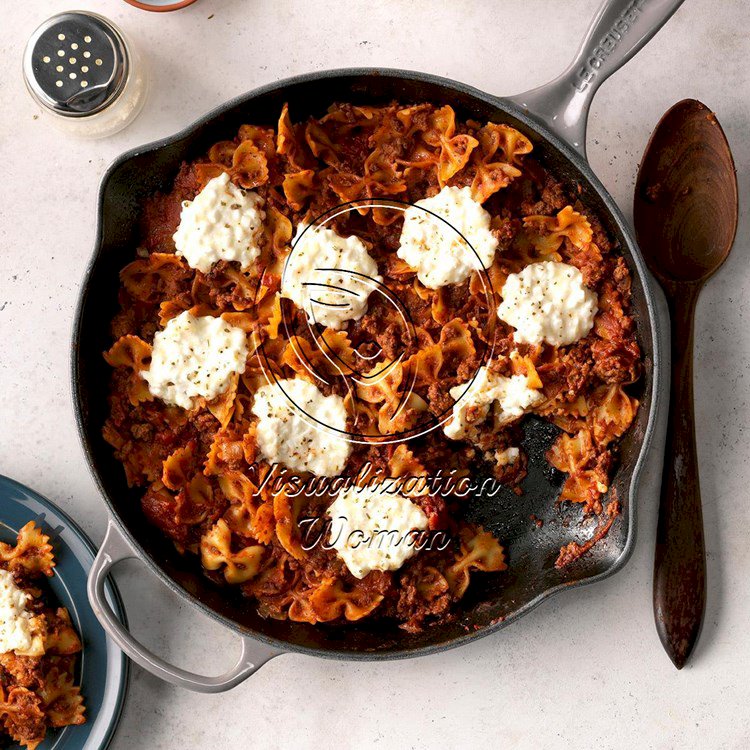 Skillet Bow Tie Lasagna