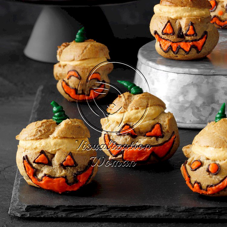 Jack-o’-Lantern Cream Puffs