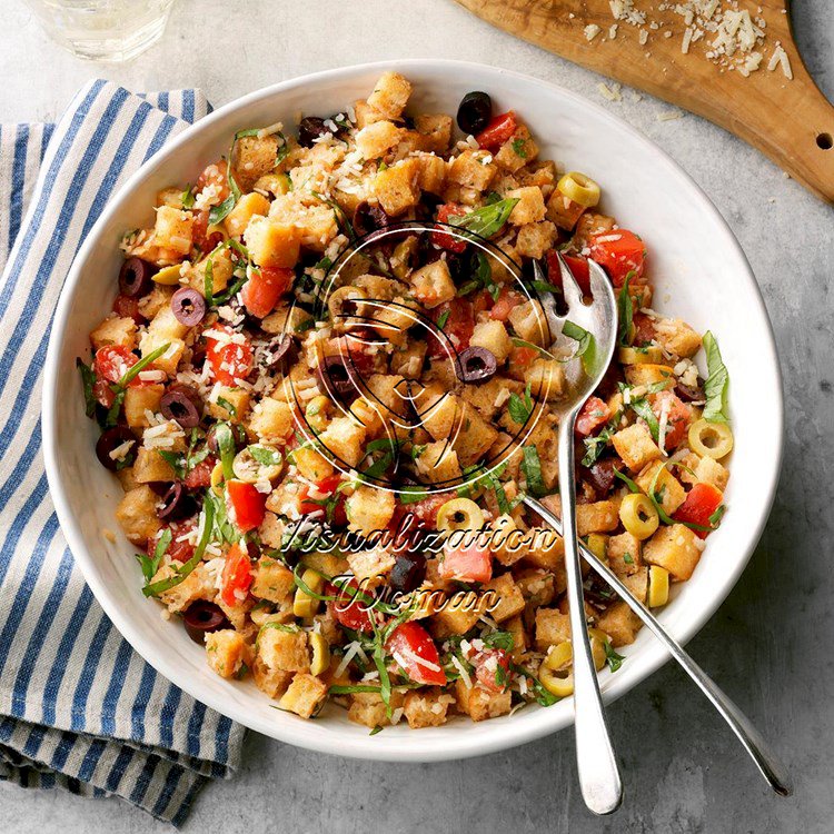 Air-Fryer Italian Bread Salad with Olives