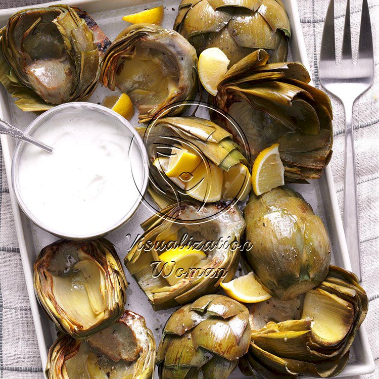 Fresh Artichokes with Lemon-Yogurt Dip