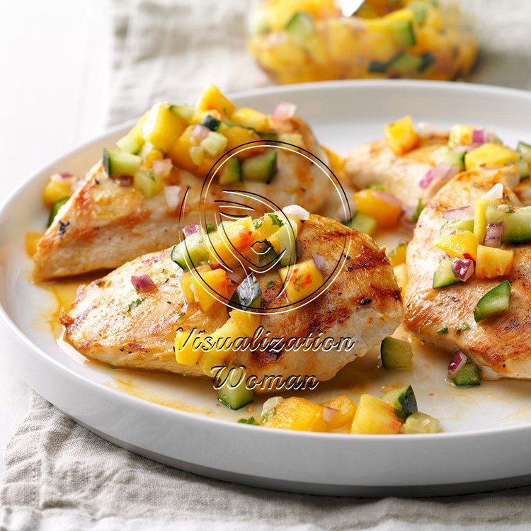 Chicken with Peach-Cucumber Salsa