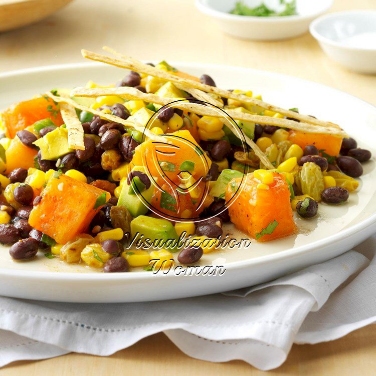 Tropical Fusion Salad with Spicy Tortilla Ribbons