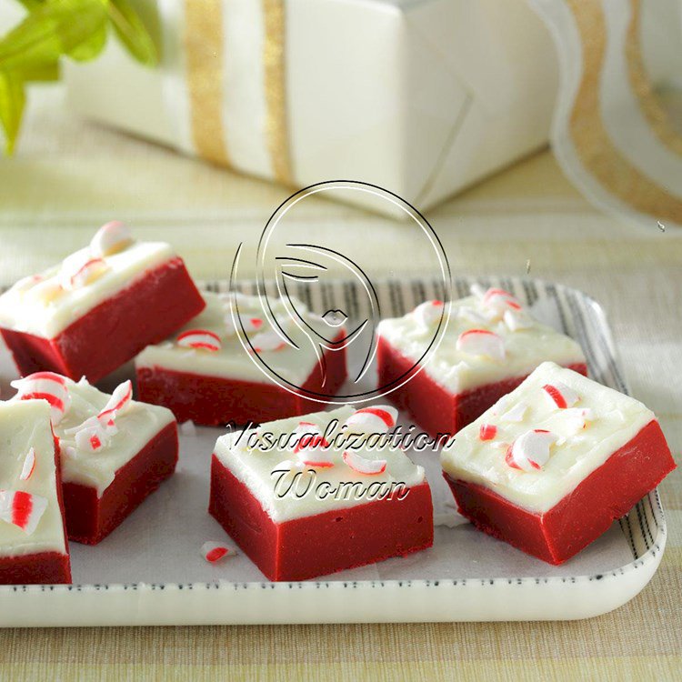 Red Velvet Candy Cane Fudge