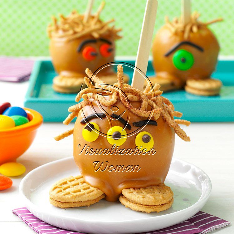 Scary Hairy Caramel Apples