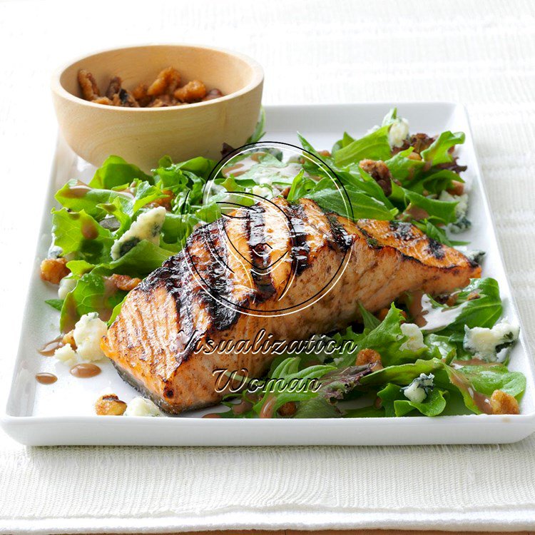 Salmon Salad with Glazed Walnuts