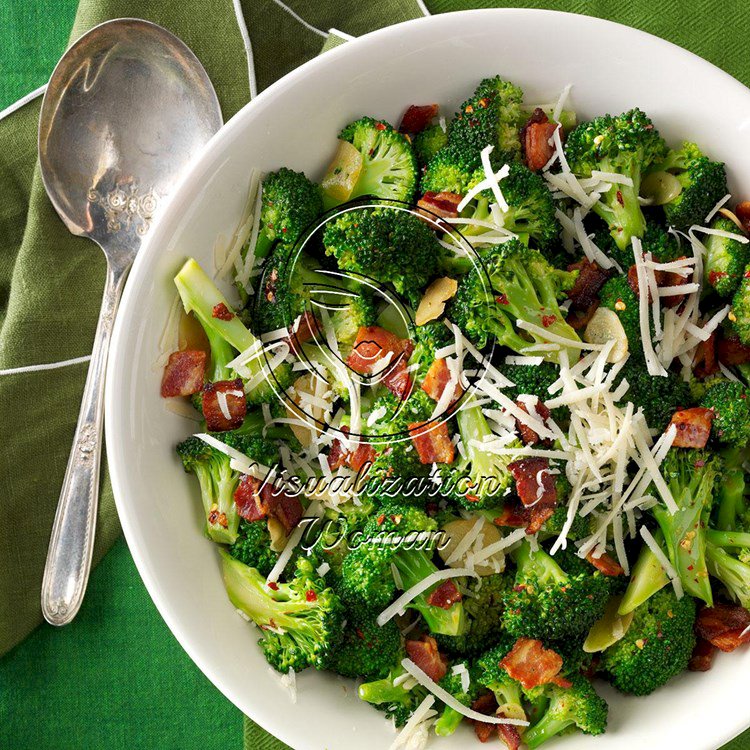 Broccoli with Garlic, Bacon & Parmesan