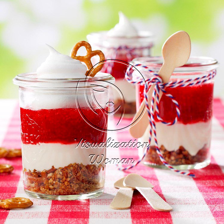 Strawberry Pretzel Dessert Jars