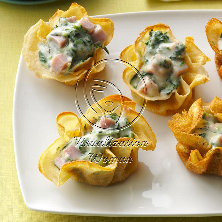 Ham-Spinach Crepe Cups