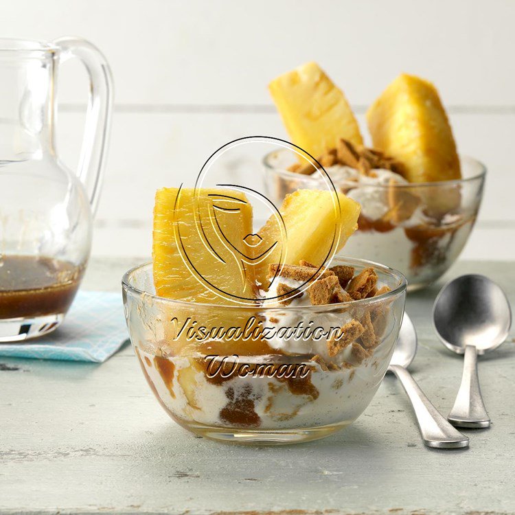 Warm Pineapple Sundaes with Rum Sauce