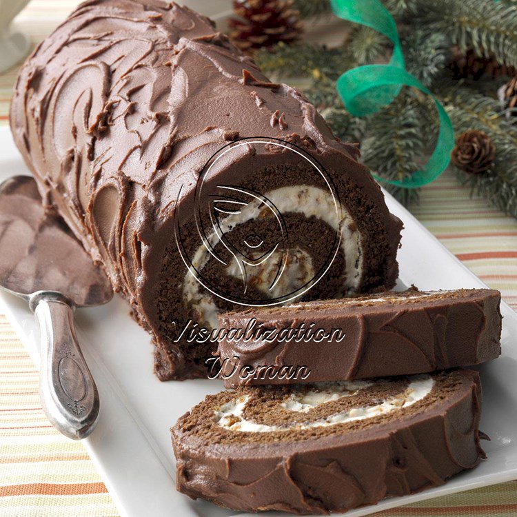 Chocolate Cake Roll with Praline Filling