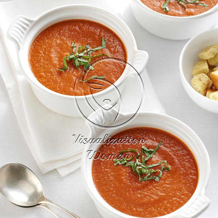 Roasted Tomato Soup with Fresh Basil