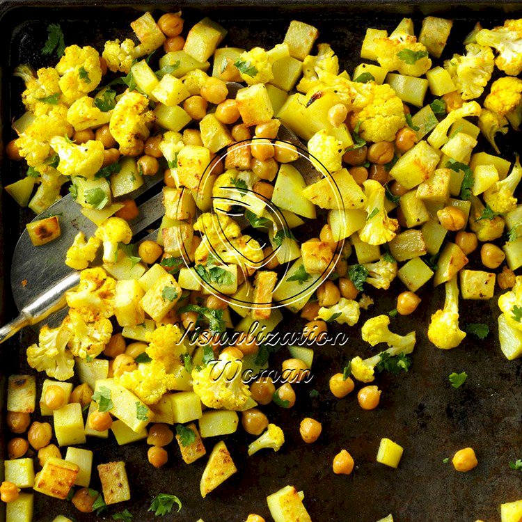 Roasted Curried Chickpeas and Cauliflower