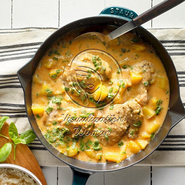 Mango Chicken Thighs with Basil-Coconut Sauce