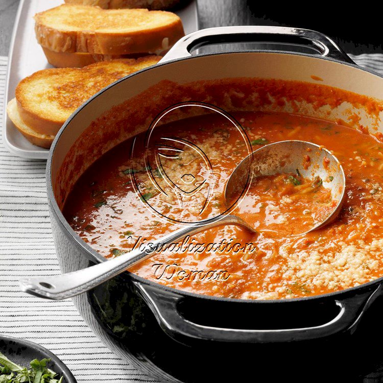 Basil Tomato Soup with Orzo