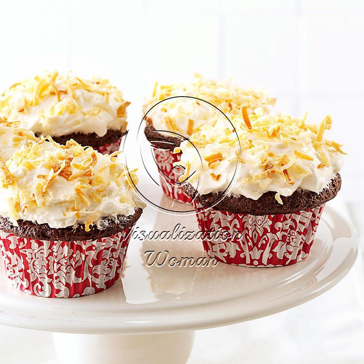 Chocolate Angel Cupcakes with Coconut Cream Frosting