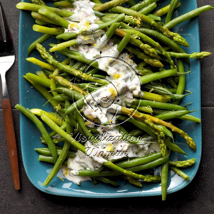 Asparagus and Green Beans with Tarragon Lemon Dip