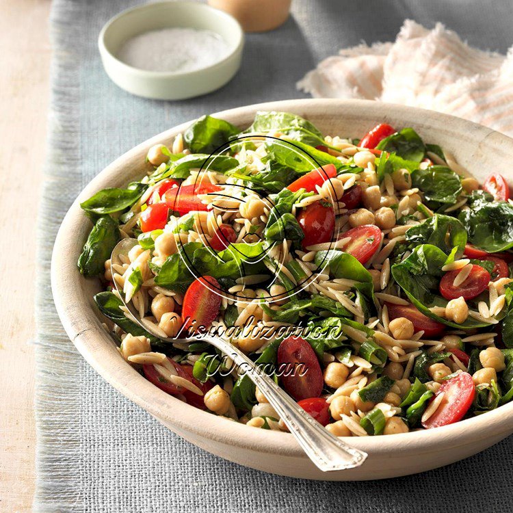 Spinach-Orzo Salad with Chickpeas