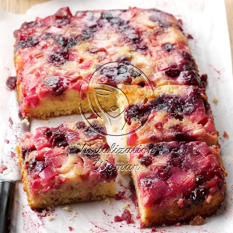 Rhubarb Berry Upside-Down Cake