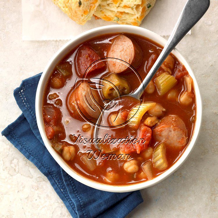 Zesty Garbanzo Sausage Soup