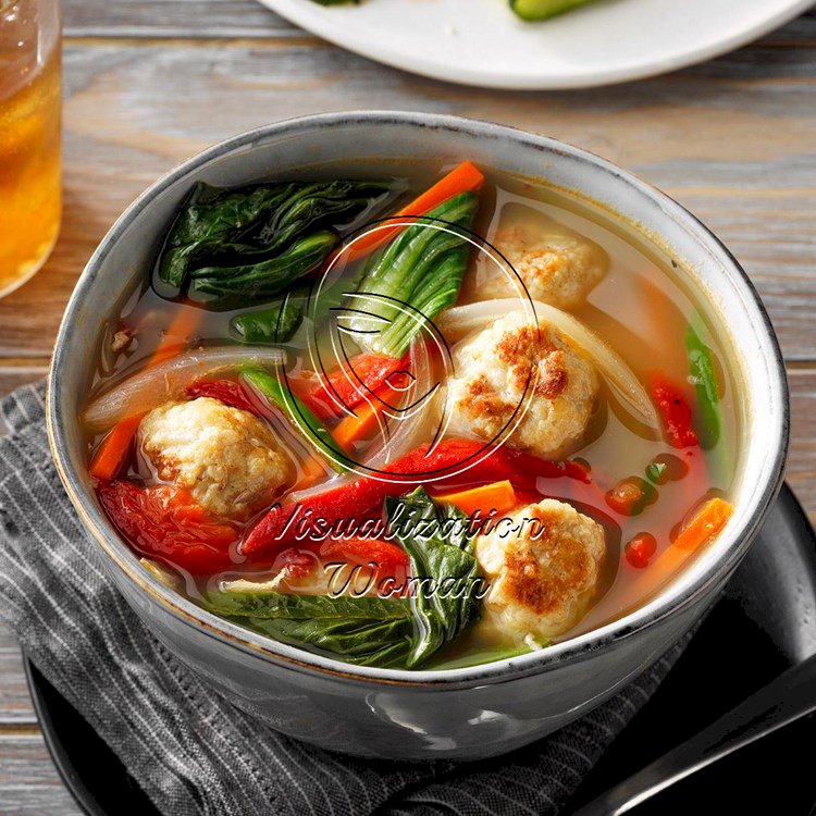 Vietnamese Chicken Meatball Soup with Bok Choy