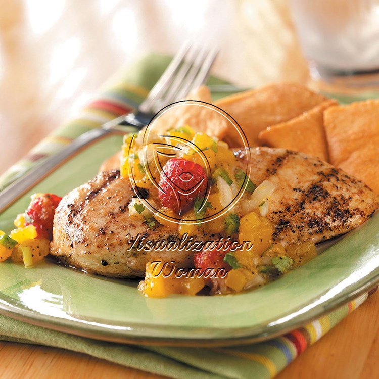 Chicken with Mango-Raspberry Salsa