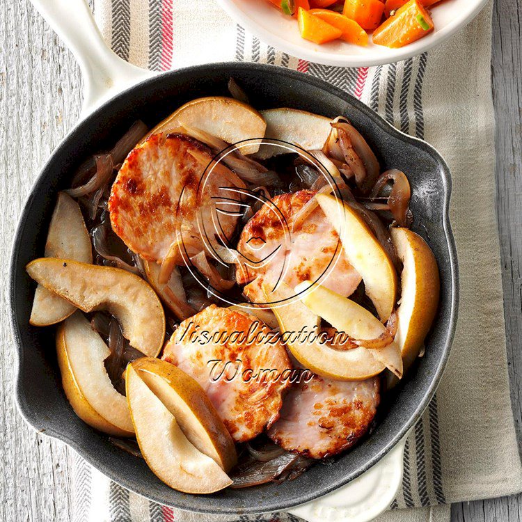 Glazed Smoked Chops with Pears