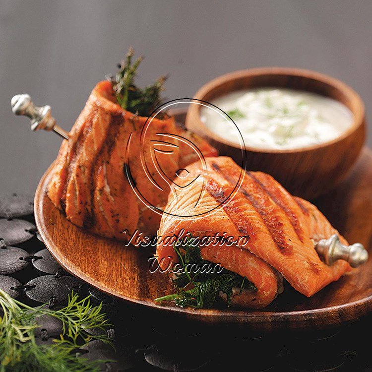 Salmon Spirals with Cucumber Sauce