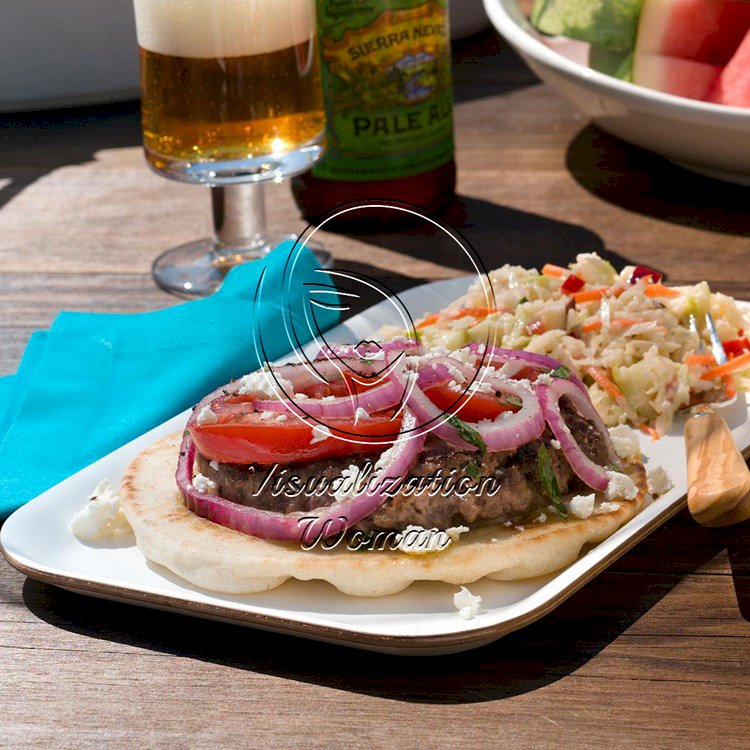 Feta & Tomato-Topped Greek Burgers