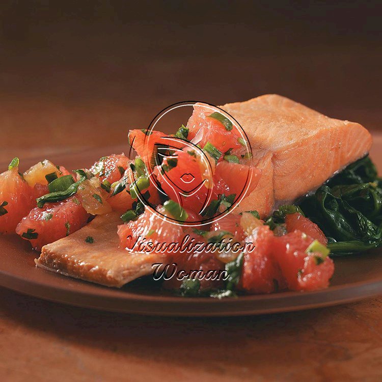 Poached Salmon with Grapefruit Salsa