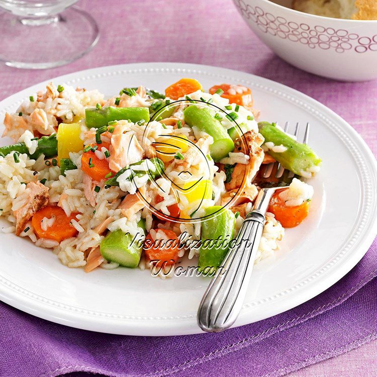 Spring Pilaf with Salmon & Asparagus