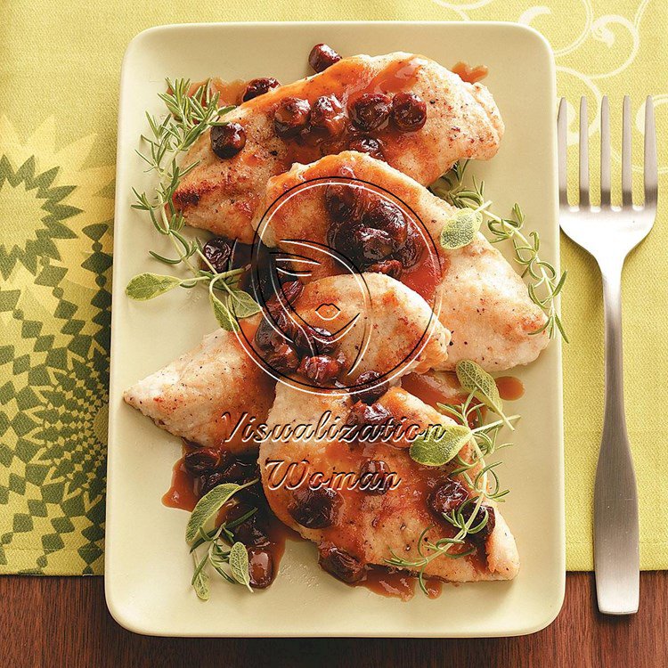 Chicken Cutlets with Citrus Cherry Sauce