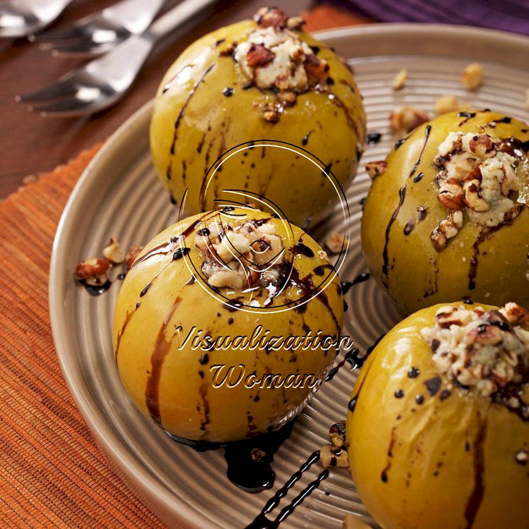 Gorgonzola Baked Apples with Balsamic Syrup
