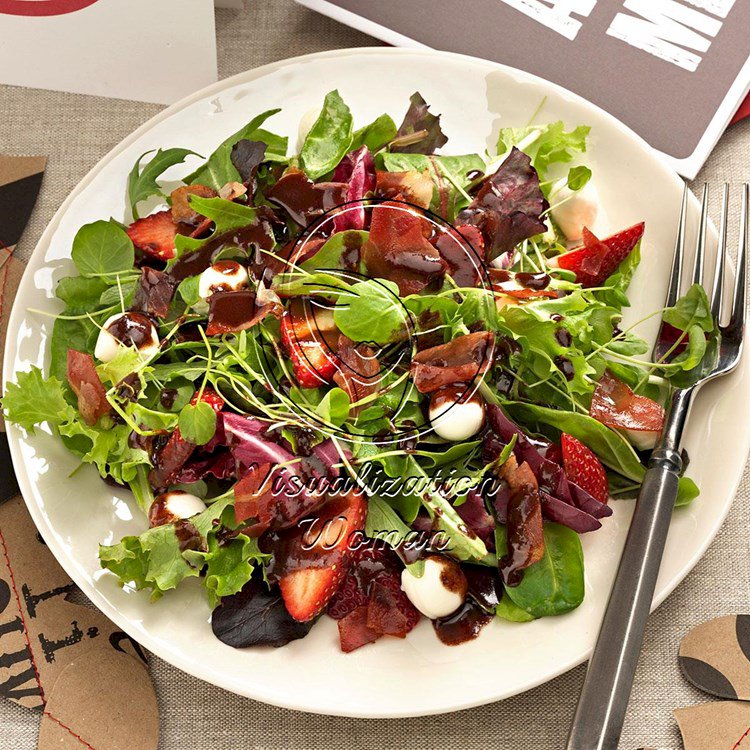 Mozzarella Strawberry Salad with Chocolate Vinaigrette