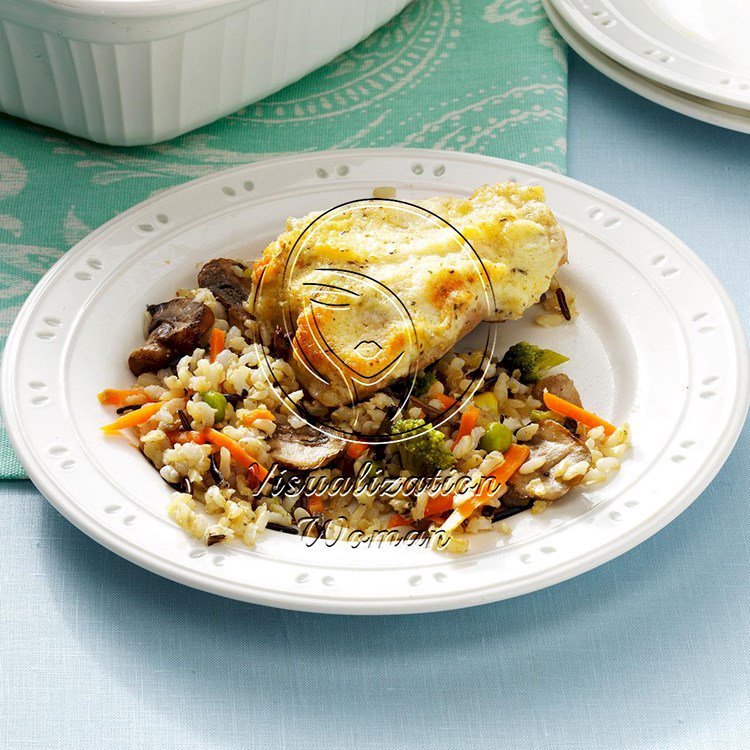 Parmesan Chicken with Mushroom Wild Rice