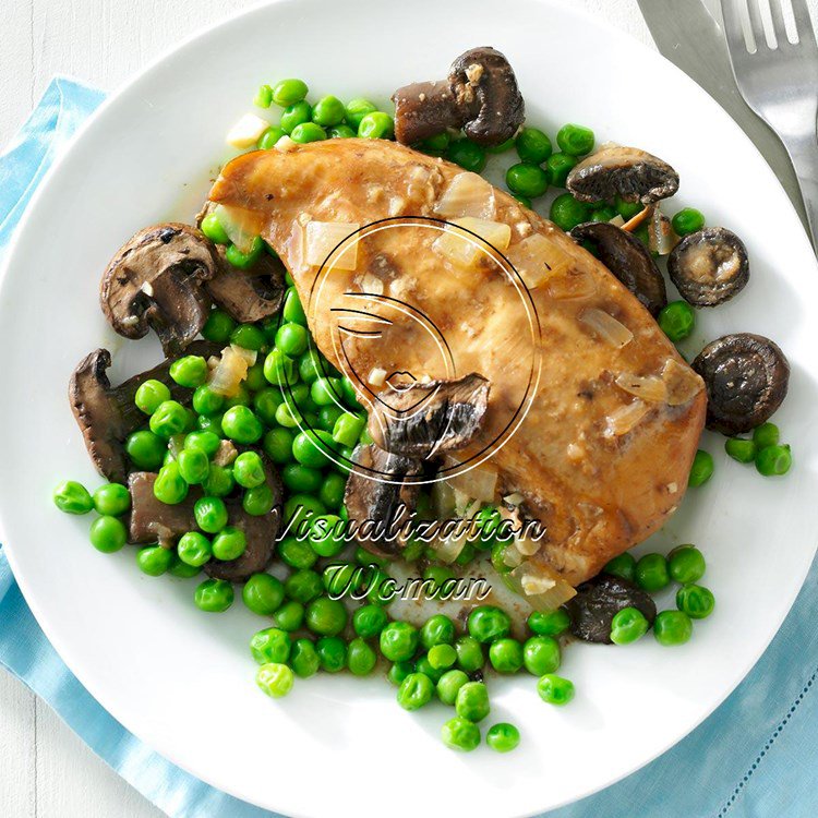 Slow Cooker Mushroom Chicken & Peas