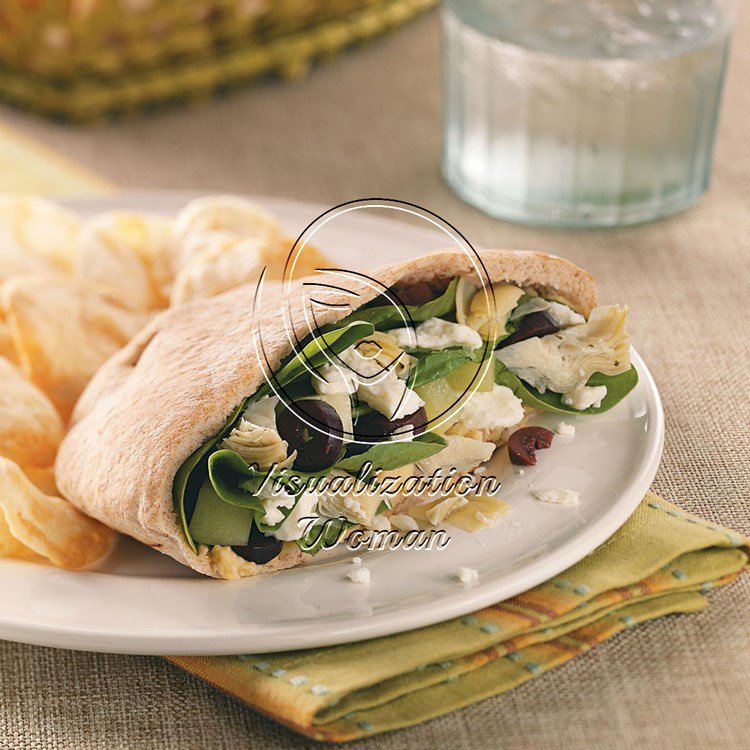 Greek Salad with Bean Spread Pitas