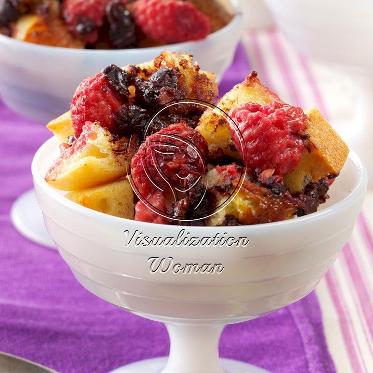 Chocolate Bread Pudding with Raspberries