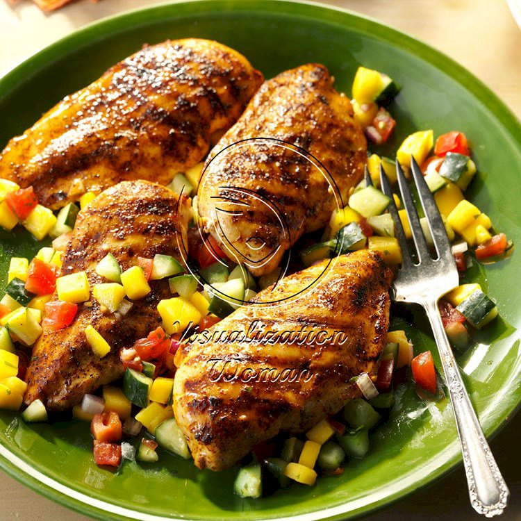 Chicken with Mango-Cucumber Salsa