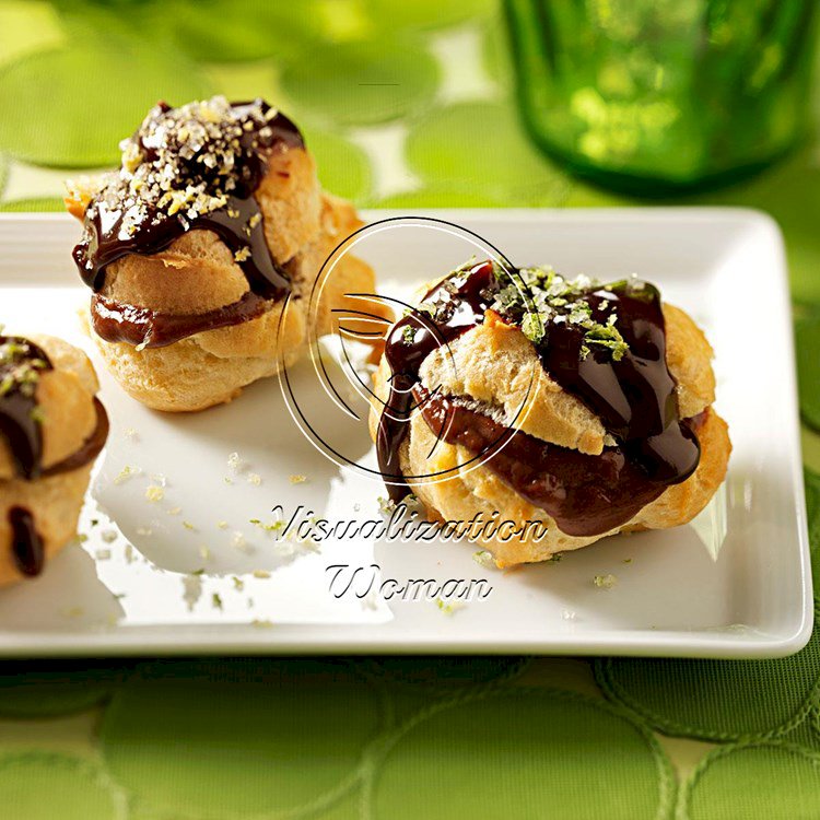 Chocolate-Filled Cream Puffs with Hot Fudge Sauce