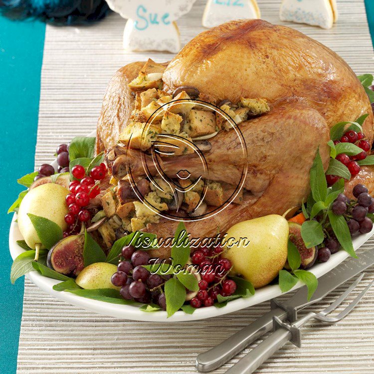 Mushroom-Onion Stuffed Turkey