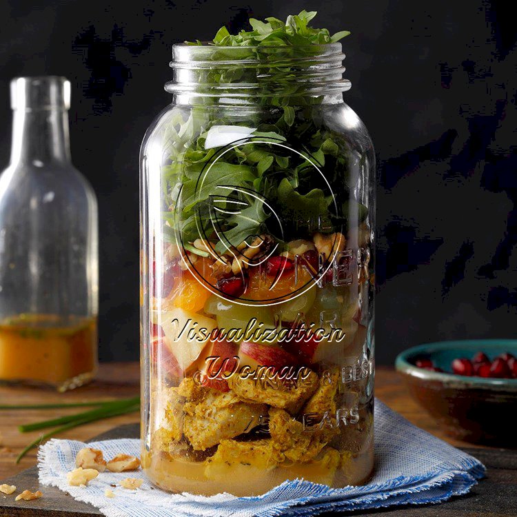 Turkey and Apple Arugula Salad in a Jar